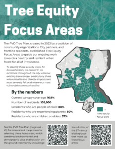Tree Equity Focus Areas Handout Picture of the Tree Equity Focus Areas Handout and Map